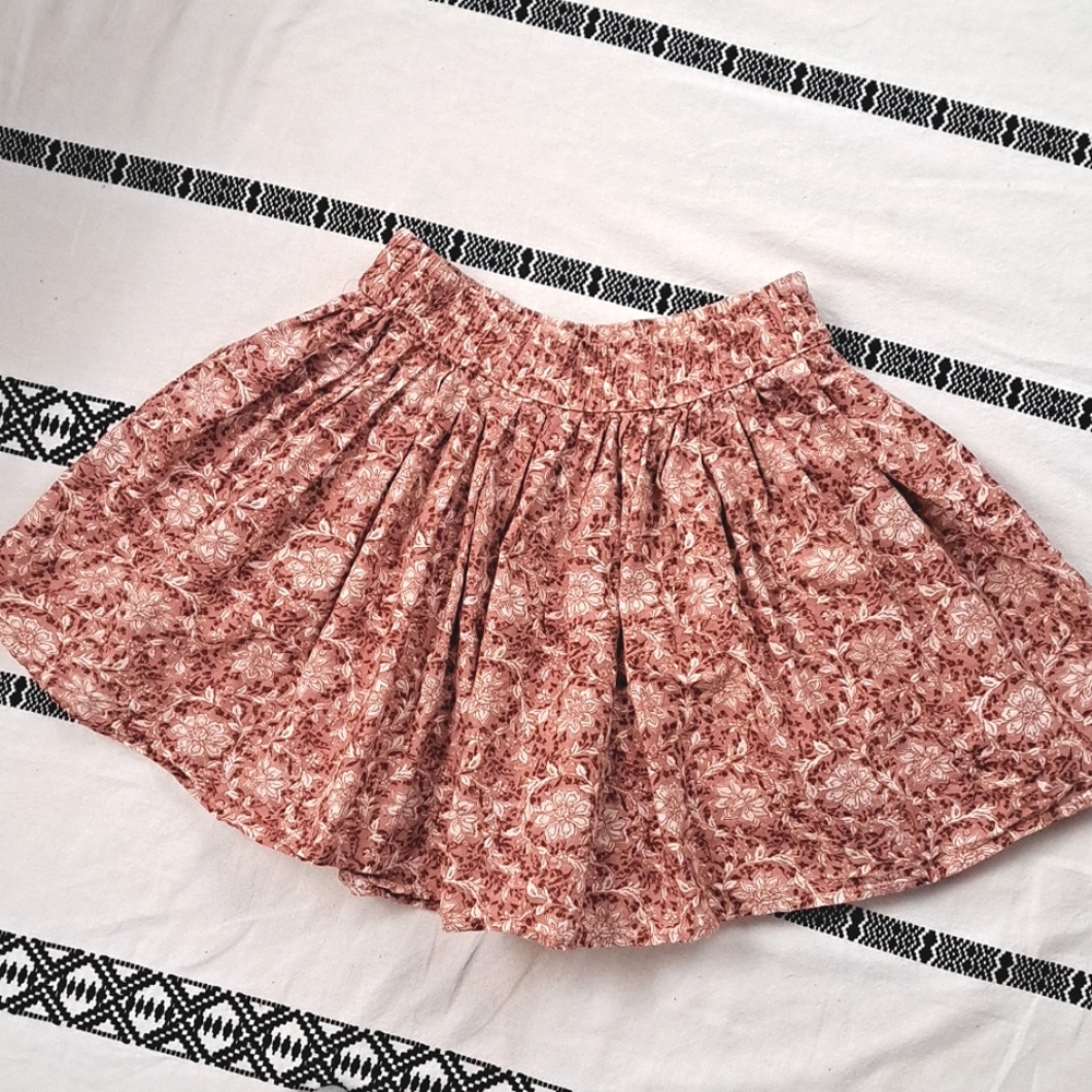 American Eagle cotton linen pull on a line skater mini skirt floral print szS